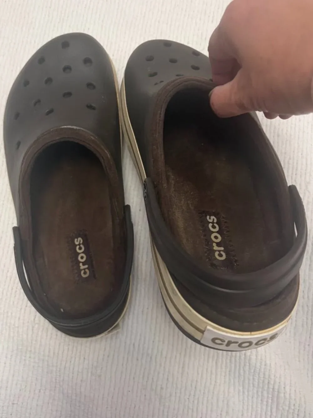 Crocs Crocband Stripe Sporty Midsole Lightweight Cushioning Slip On Clogs